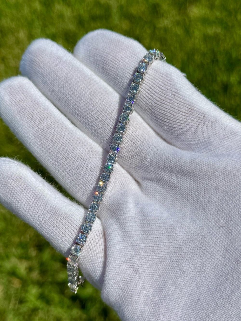 925 Silver, 11.7CTW Moissanite Tennis Bracelet
